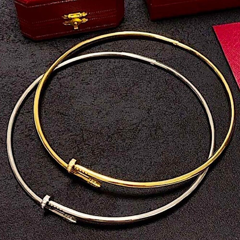 Silver Nail Zircon Choker Necklace Luxury Minimalist - Picture 5 of 6
